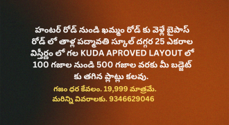 Prime Plot for Sale: KUDA Approved Layout, Hunter Road to Khammam Highway Bypass, Rangashaipet, Warangal